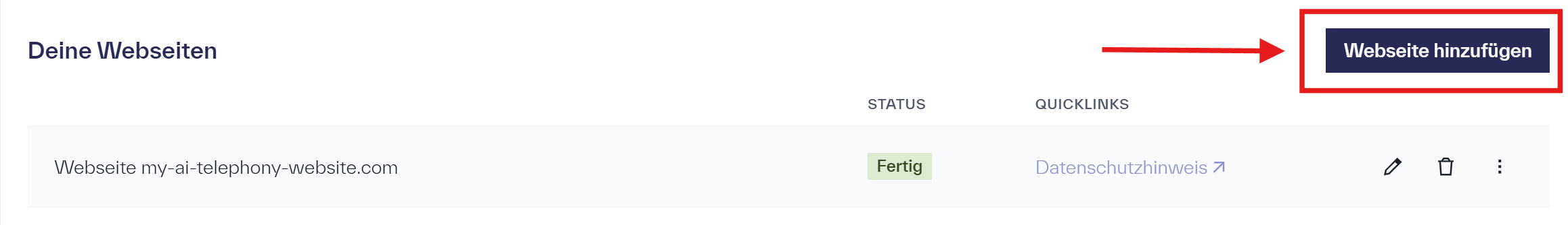 Erklärung, wie im Metasoul-Datenschutz-Assistenten ein neuer Fragenkatalog für Webseiten erstellt werden kann.