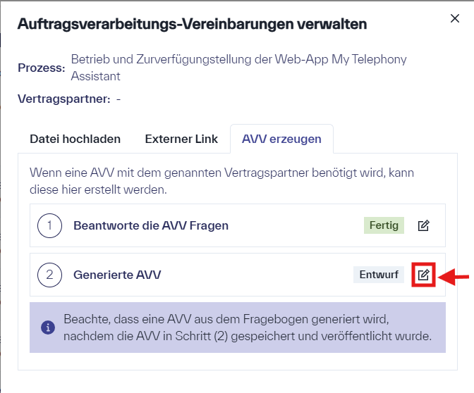 Erklärung, wie mittels des Metasoul AVV-Generators eine Auftragsverarbeitungsvereinbarung erstellt werden kann.